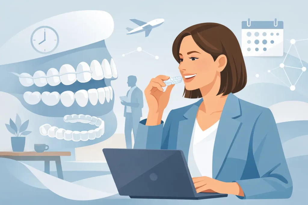 Aikuisen Invisalign-oikominen työarjessa
